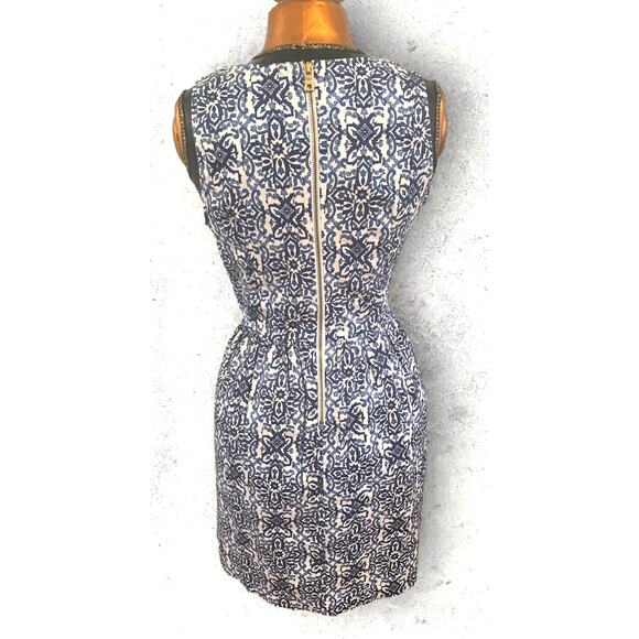 Milly for Design Nation Mosaic Print Sleeveless Cotton Mini Dress Blue White 12 - Picture 3 of 5